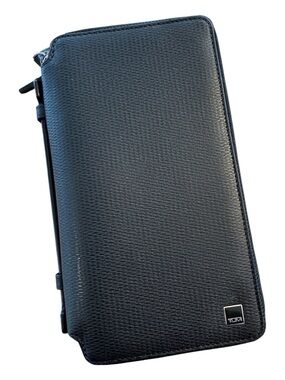 Tumi Black Textured executive double zip around clutch monaco